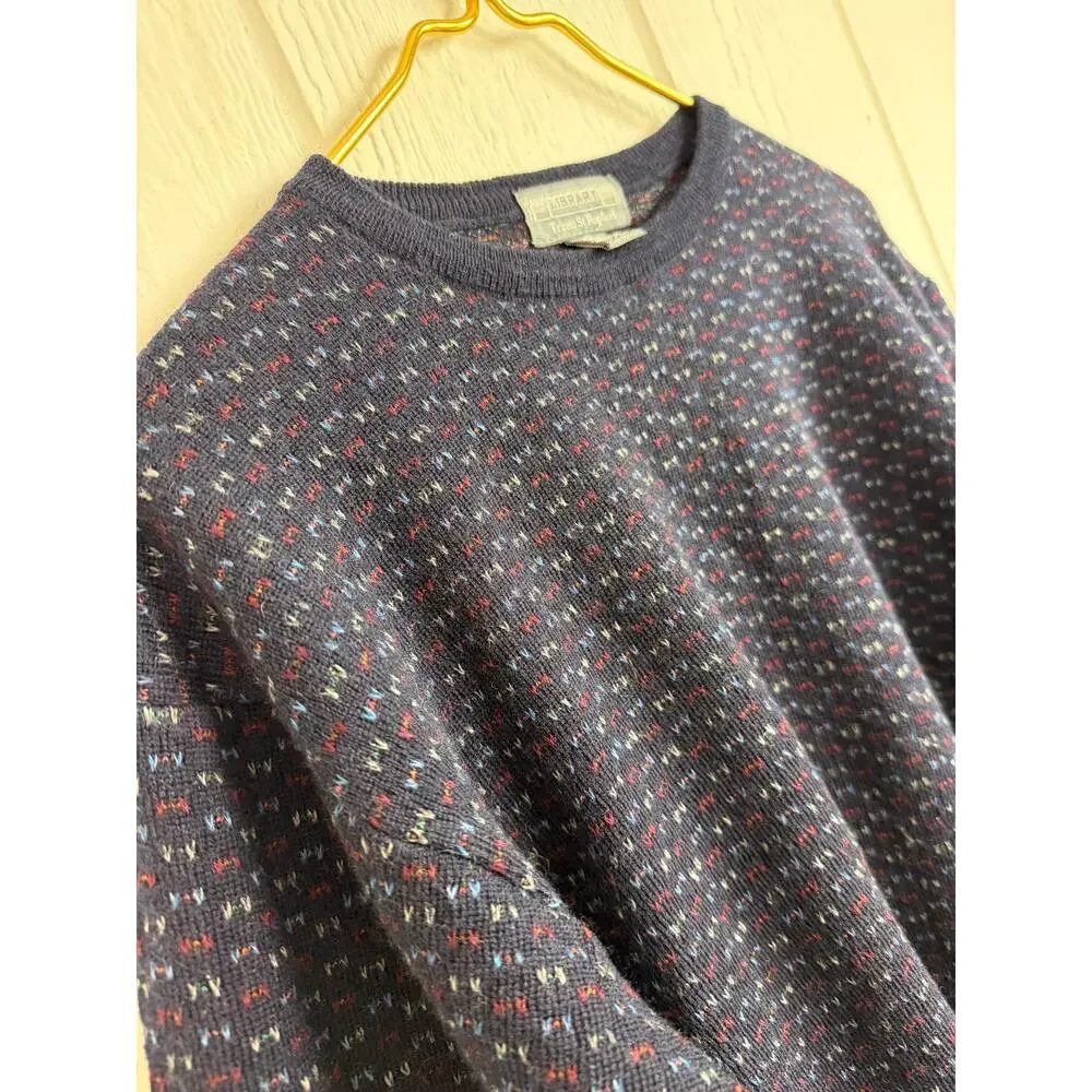 Vintage 90s Library Tricot St Raphael Wool Sweater L Speckled Knit Grandpa